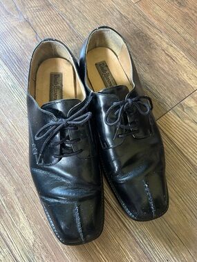 Men's Black Leather Lace-Up Derby Shoes by Franco Sarto